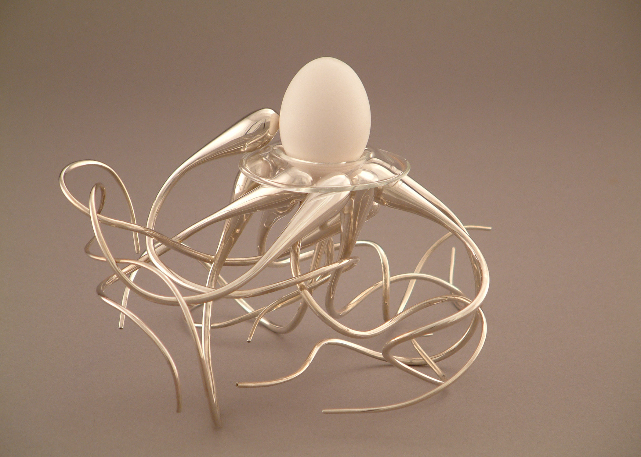 Egg Cup, Sterling Silver, Glass, 2006